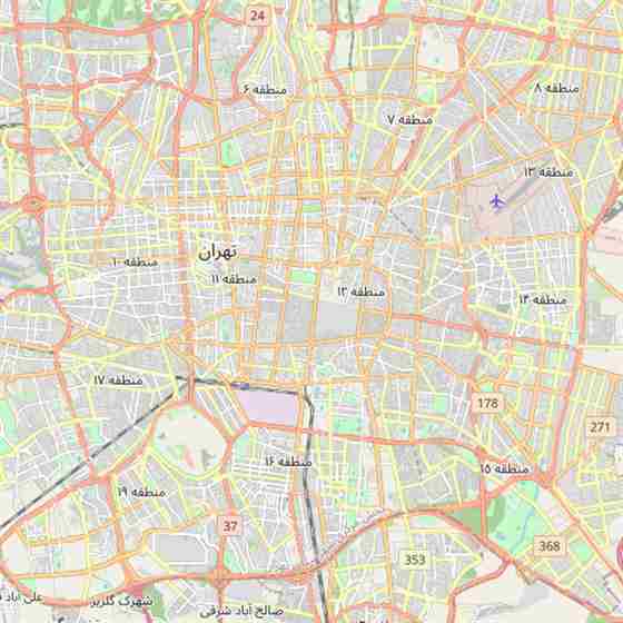 نقشهٔ محدودهای از تهران، دادههای OpenStreetMap